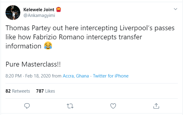 Fans heap praise on Thomas Partey