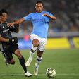 Manchester City midfielder Leroy Sane (R) has been repeatedly linked with a move to Bayern Munich