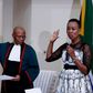 South African Communications Minister Stella Ndabeni-Abrahams, pictured on May 30 last year as she was sworn into office