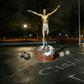 The fire-damaged statue of Zlatan Ibrahimovic in Malmo