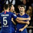 Christian Pulisic (right) celebrates Chelsea's second goal in a 2-2 draw at Valencia
