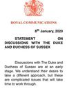 Buckingham Palace press release on Prince Harry and Meghan's announcement