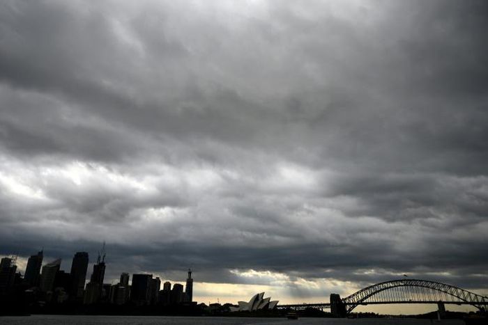 Storm clouds over Sydney Harbour gave some relief  after weeks of intense bushfires