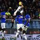 Juventus Portuguese forward Cristiano Ronaldo jumps above Sampdoria's Italian defender Nicola Murru to score a header during the Serie A match
