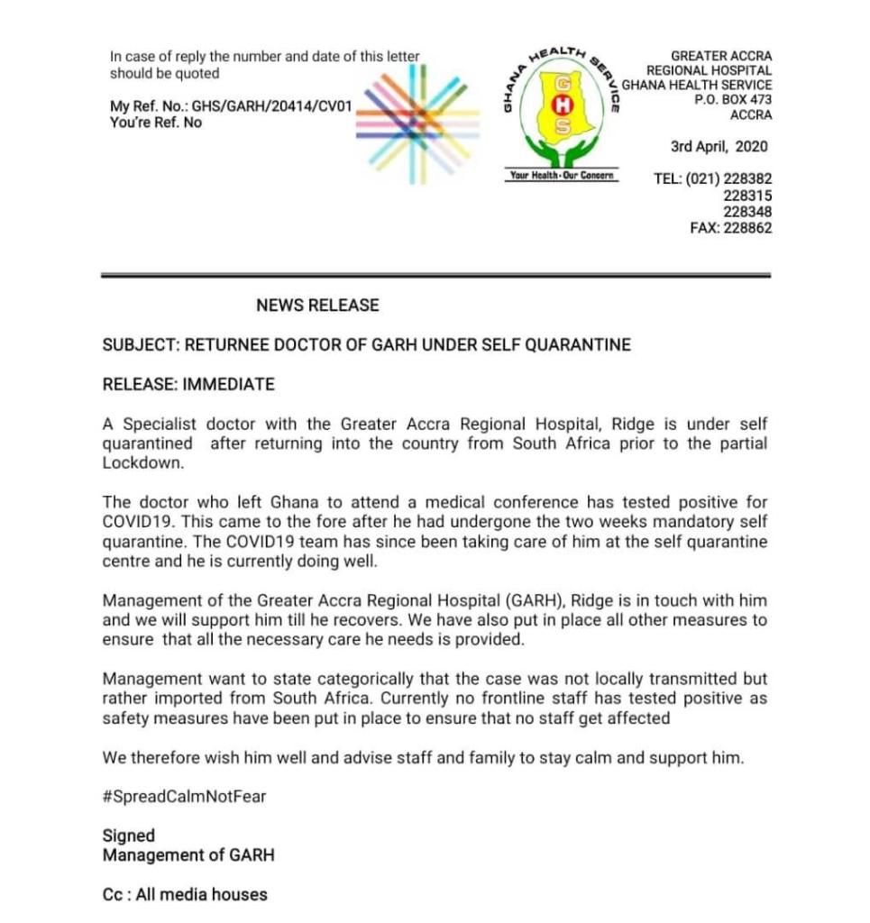 Ridge Hospital statement