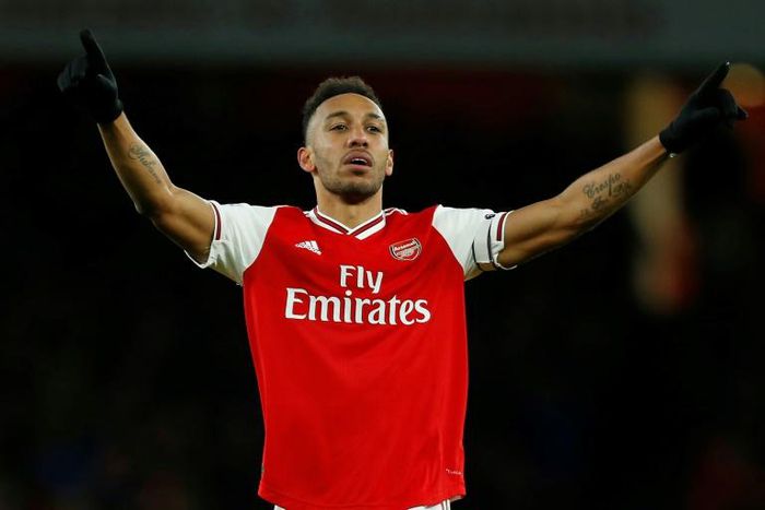 Pierre-Emerick Aubameyang celebrates putting Arsenal ahead against Newcastle