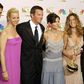 "Friends" stars David Schwimmer, Lisa Kudrow, Matthew Perry, Courteney Cox, Jennifer Aniston and Matt LeBlanc pose at the Emmy Awards on September 22, 2002
