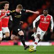 Manchester City midfielder Kevin De Bruyne scored twice in the win at Arsenal