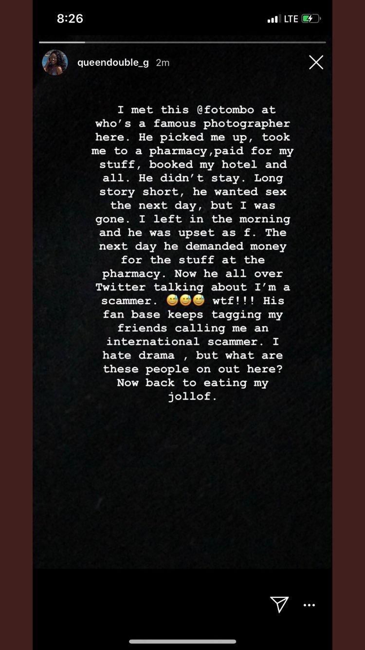Post of alleged scammer