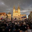 The protesters gathered in Prague's Old Town Square