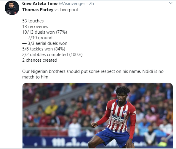 Fans heap praise on Thomas Partey