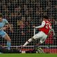 Arsenal's Reiss Nelson (right) scores the only goal of Monday's third round FA Cup clash with Leeds