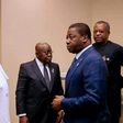 President Muhammadu Buhari (left), Nigeria's Foreign Minister, Geoffrey Onyeama (far right) and two of the West African leaders who are in Abuja for the 52nd ECOWAS Summit.