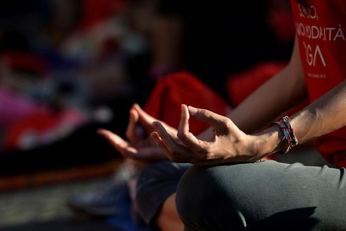 Passengers have been doing yoga to keep their spirits up