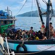 Malaysian authorities have arrested two people suspected of being human traffickers in connection with the arrival of this boat crammed with Rohingya migrants in Langkawi on April 5
