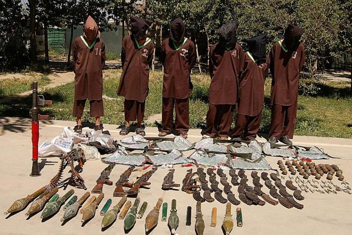 Haqqani network militants paraded with captured weapons in Kabul. The head of the network, who is also the deputy leader of the Taliban, said the group was fully committed to a peace deal with the United States