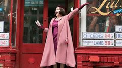 Midge Maisel in her now-notorious baby pink coat.