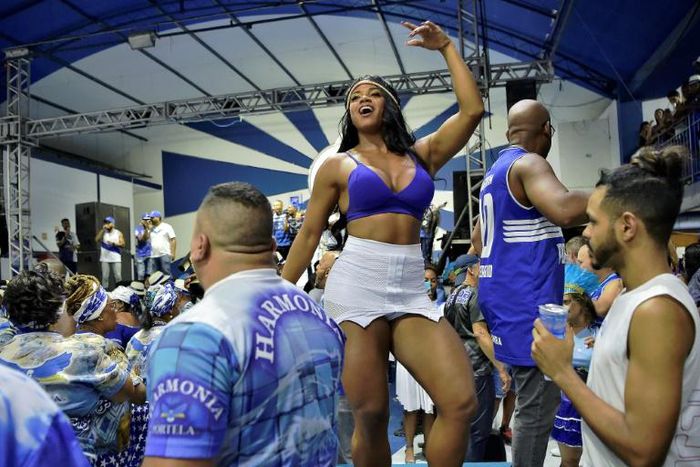 Bianca Monteiro spends much of the year preparing for her role as queen of Portela, a traditional Brazilian carnival school; she is seen here during a rehearsal on January 30, 2020 in Rio de Janeiro
