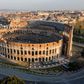 The streets of Rome around the Colosseum are deserted