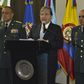 Defence Minister Carlos Holmes Trujillo speaking during a press conference in Bogota on January 13, 2019