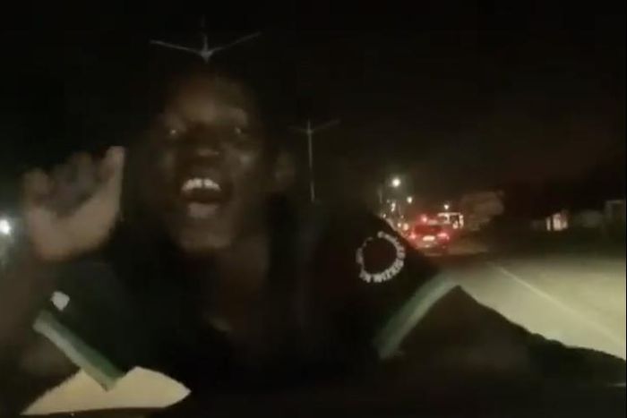 Fan goes crazy by jumping on Fantana’s moving car to show her love