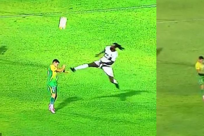 Emmanuel Adebayor sent off after ‘kung fu’ tackle on opponent (Video)