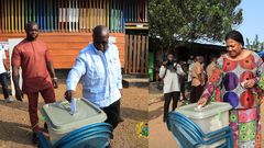 Photos show President Akufo Addo and his wife Rebecca voting at Kyebi