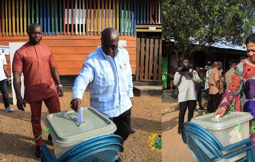 Photos show President Akufo Addo and his wife Rebecca voting at Kyebi