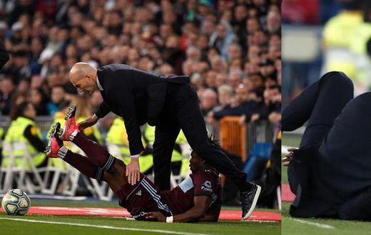 Ghana defender Joseph Aidoo mistakenly hacks down Zidane during La Liga game
