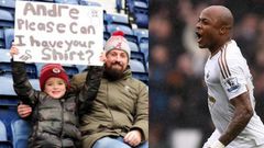 This photo of young Swansea fan asking for Andre Ayew’s jersey is so touching