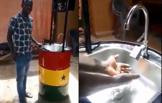 VIDEO: Ghanaian man invents solar-powered hand sensitive barrel to help fight COVID-19