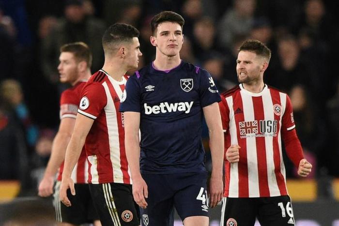 West Ham's Declan Rice was furious after VAR denied his side a point at Sheffield United