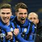 Atalanta defender Robin Gosens (L) celebrates with Hans Hateboer (R) as debutants Atalanta reached the Champions League last 16