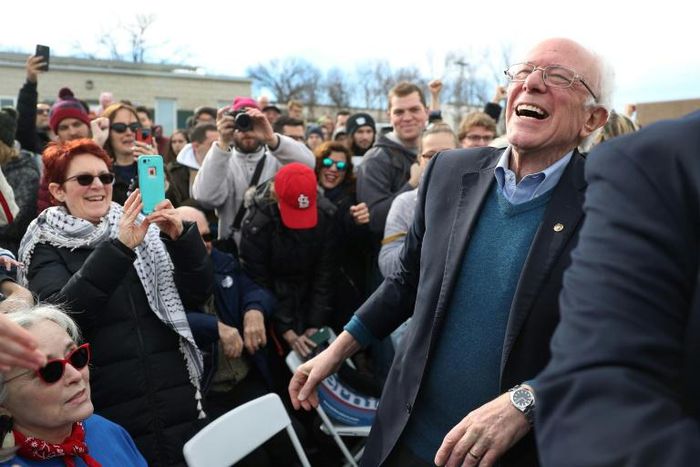 US Senator Bernie Sanders was leading a crowded Democratic presidential nominatin field in the run-up to Iowa's vote