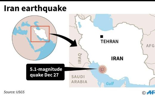 Map of Iran locating a 5.1-magnitude earthquake on Friday