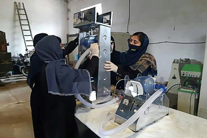 An all-girl team of Afghan robot-builders is trying to build a ventilator prototype out of used car parts for  coronavirus patients in Herat
