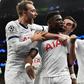 Comeback kings: Tottenham players celebrate Serge Aurier's (second left) strike against Olympiakos