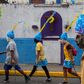 A group of men taking part in the "Judea of Masatepe" procession, a tradition in the Nicaraguan city near the capital Managua