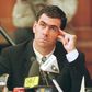 In a fix: Hansie Cronje ponders a point during his cross-examination at the King Commission of Inquiry into allegations of match-fixing in 2000