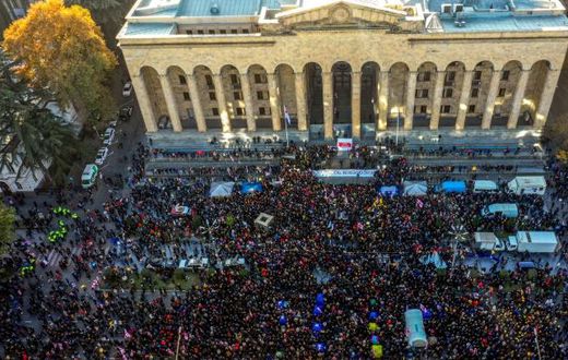 Tens of thousands of protesters gathered outside parliament on Monday