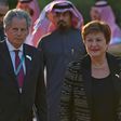 IMF Managing Director Kristalina Georgieva (C) said she discussed plans "to secure a sustainable and orderly resolution" to Argentina's debt situation on the sidelines of a G20 meeting in Saudi Arabia