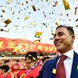 Fabio Cannavaro celebrates after sealing the Chinese Super League championship on Sunday
