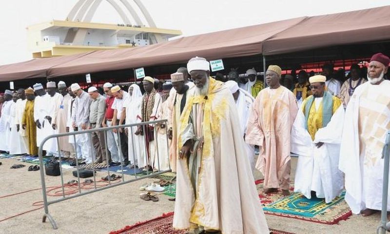 Muslims pray