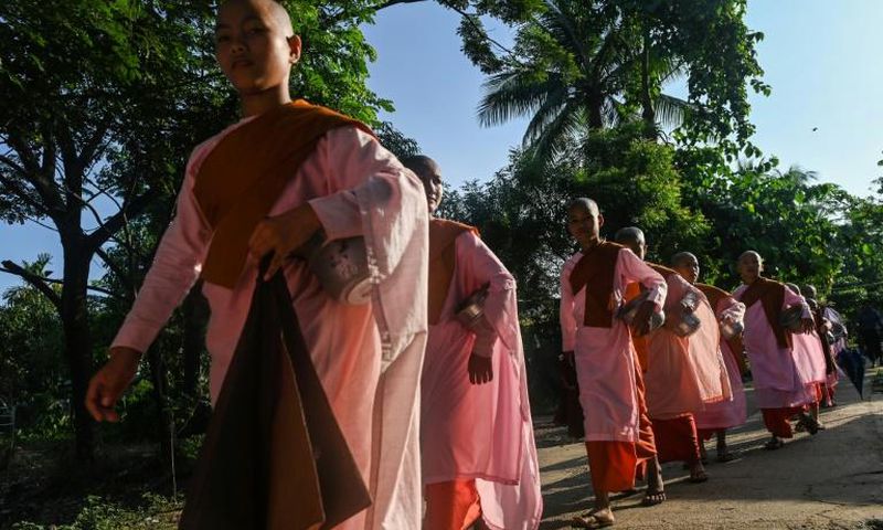 Buddhist child nuns from the Mingalar Thaikti nunnery in Myanmar were born in an area of eastern Shan state plagued by conflict between local rebel groups and the military