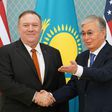 US Secretary of State Mike Pompeo shakes hands with Kazakh President Kassym-Jomart Tokayev
