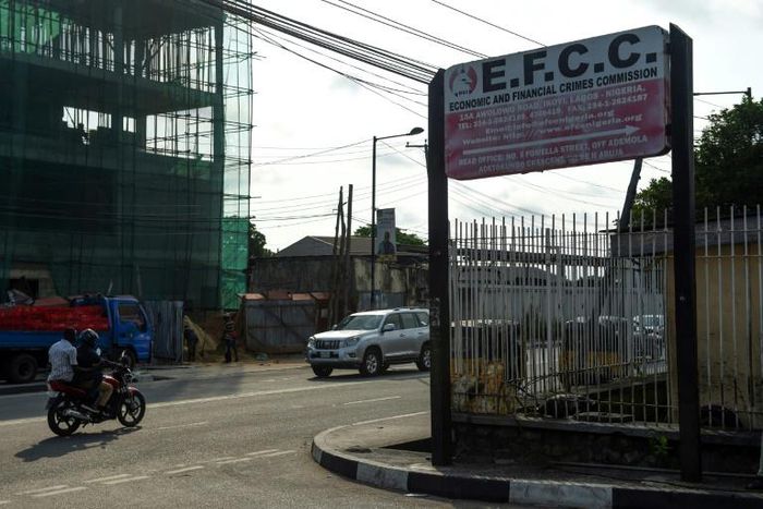 Picture of the sign of the Economic and Financial Crimes Commission (EFCC) in Lagos. A Nigerian court jails an ex-opposition spokesman convicted of corruption charges brought by the EFCC.