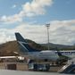 A Canadian Westjet airline jet parked at Hewanorra International Airport, St Lucia, on February 3, 2019.