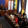 Senators observe a minute of silence at the beginning of a session at Bolivia's Congress  in La Paz, on November 23, 2019