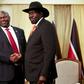 South Sudan's former rebel leader Riek Machar (left) meets with South Sudan's President Salva Kiir in October 2019