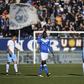 Mario Balotelli (C), who was again targeted by insults from opposition fans, scored his first goal at home for Brescia